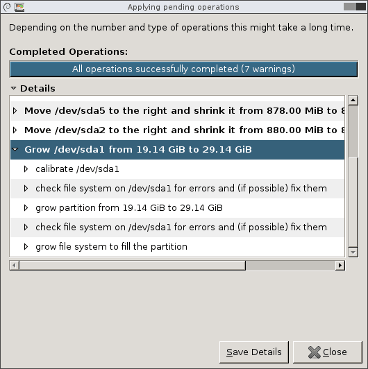 Use GParted to increase disk size of a Linux native partition Macro